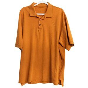 Polo Shirt Mens 2XL Orange With Button Collar & Short Sleeves